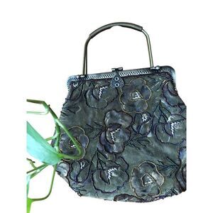 Vintage Brown W/Bronze Accent beaded Details Evening handbag